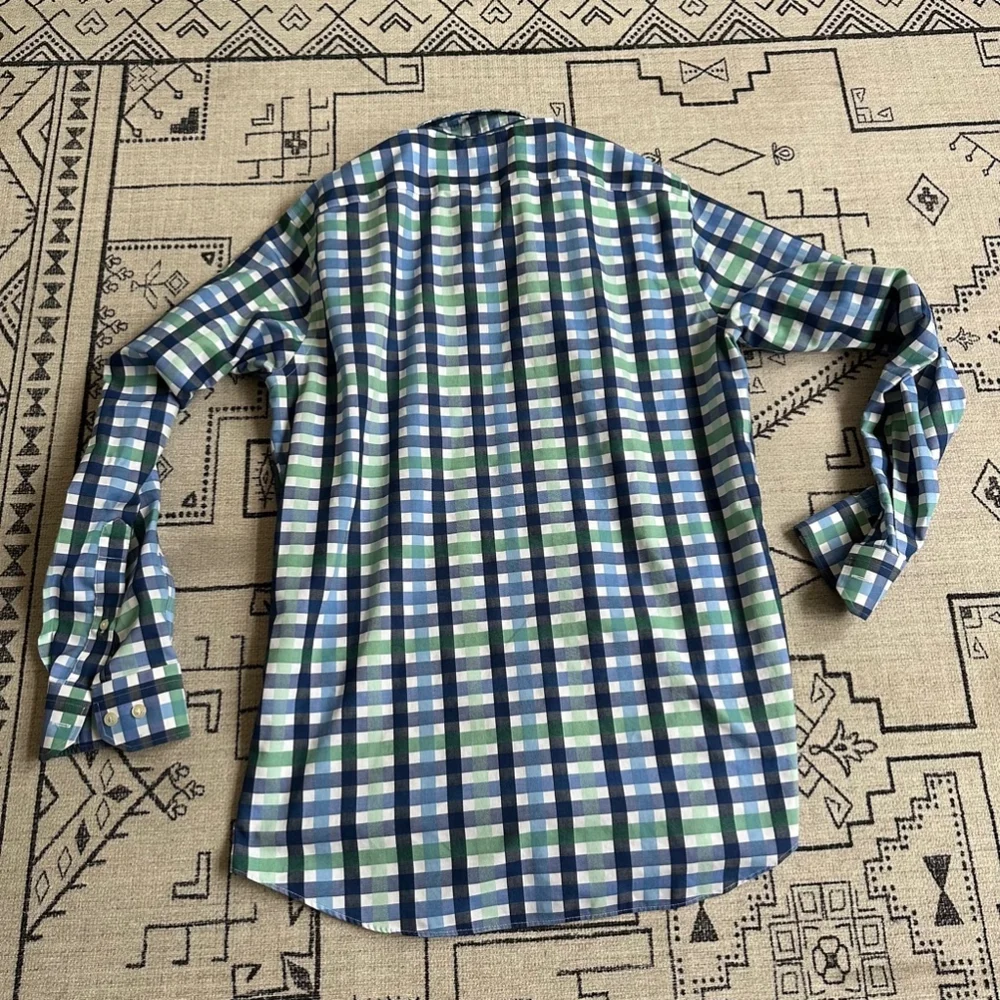 Men's Banana Republic Shirt, Blue & Green Plaid, Size M